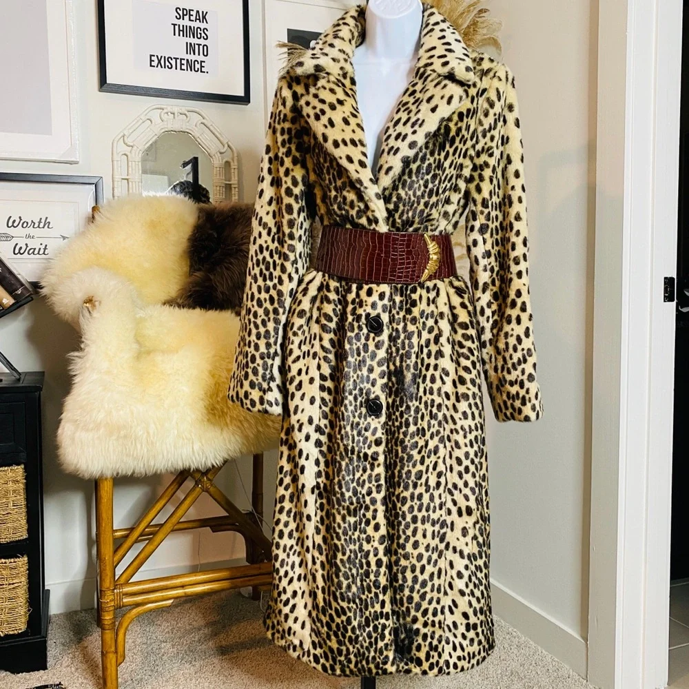 Scoop NYC Animal Print Cheetah Faux Fur Coat Size 4-6